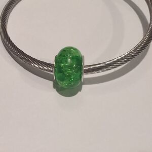 Silver "Crushed Glass" Charm for Pandora‎ Style Bracelet